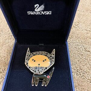 NWT Vintage SWAROVSKI “BLACK CAT" Brooch / Pin with Jewelry Box and Certificate
